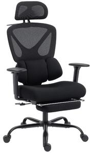 HOMCOM Scaun de birou ergonomic, cu suport lombar dinamic și suport pentru picioare, 73x75x120-128 cm, negru | Aosom Romania