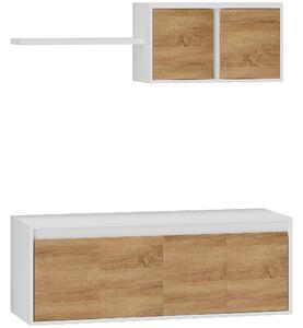 HOMCOM Set Mobilier TV și Dulap Suspendat cu 7 Rafturi și Raft Deschis, Mobilier pentru TV din PAL, 120x41x43,3 cm, Alb | Aosom Romania