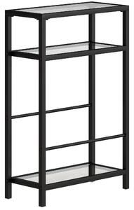 HOMCOM Măsuță de Cafea cu 3 Rafturi din Sticlă și Oțel 40x18x62 cm Negru | Aosom Romania