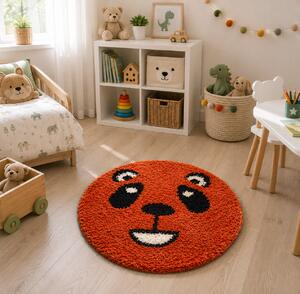Covor Fantasy Panda, Portocaliu, 67x67 cm, Rotund, 2550 gr mp