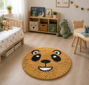 Covor Fantasy Panda, Galben, 67x67 cm, Rotund, 2550 gr mp