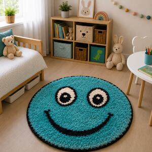 Covor Fantasy Smile, Turcoaz, 67x67 cm, Rotund, 2550 gr mp