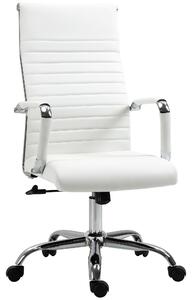 Vinsetto Scaun de birou ergonomic din piele ecologică, cu rotire și balans, 54x62x104-114 cm, alb | Aosom Romania