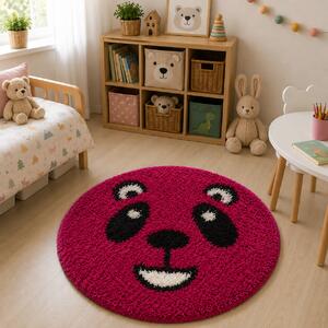 Covor Fantasy Panda, Roz, 67x67 cm, Rotund, 2550 gr mp