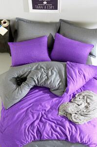 Set lenjerie pat Maxi Color, bumbac/poliester, violet/gri, 200 x 220 c