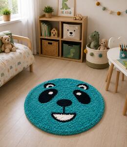 Covor Fantasy Panda, Turcoaz, 67x67 cm, Rotund, 2550 gr mp