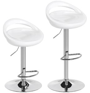 HOMCOM Set 2 Scaune de Bar Rotative cu Suport pentru Picioare și Înălțime Reglabilă, 46x41x76-96 cm, Alb | Aosom Romania