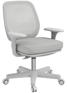 Vinsetto Scaun de Birou Rabatabil cu Inaltime Reglabila, Scaun Ergonomic si Tesatura Respirabila cu 5 Roti 55x48x82.5-94.5 cm, Gri