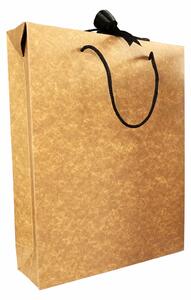 SET 10 Boxbag pungi cadou kraft natur pentru 3 sticle vin (35x25x9 cm)
