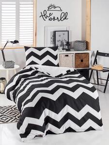 Set lenjerie de pat Big Zigzag, bumbac/poliester, alb/negru, 140 x 200
