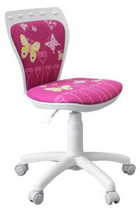 Scaun de birou pentru copii Ministyle, baza alba, textil Foxy Butterfly