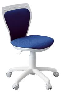 Scaun de birou pentru copii Ministyle, baza alba, textil C14, albastru/negru