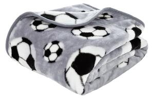 Pătură pentru copii gri 150x120 cm Football - Catherine Lansfield