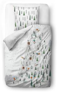 Lenjerie de pat albă din bumbac satinat pentru o persoană 135x200 cm Ski Slope - Butter Kings