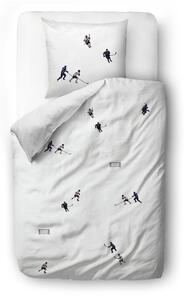 Lenjerie de pat albă din bumbac satinat pentru o persoană 135x200 cm Ice Hockey - Butter Kings