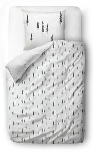 Lenjerie de pat albă din bumbac satinat pentru o persoană 135x200 cm Forest - Butter Kings