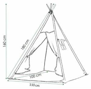 Cort copii stil indian Teepee Tent Kidizi Grey Stars, include salteluta si 2 perne, stabilizator cadou