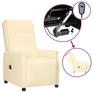 Fotoliu rabatabil electric, crem, piele ecologică