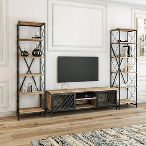 Set mobilier TV gri antracit/natural 150x47 cm Maxim - Kalune Design