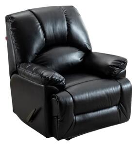 Fotoliu Masaj si Incalzire, Recliner, suport picioare extensibil, Air PU Premium, Negru