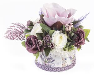 Aranjament floral, cutie rotunda cu flloare magnolie