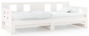 Pat extensibil de zi, alb, 2x(90x190) cm, lemn masiv de pin
