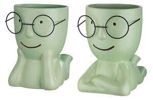 Set 2 vaze Smile, Ceramica, Verde, 20x13.5x21.5x cm