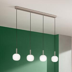 Luce Ambiente Design Lampă suspendată Eris, lungime 114 cm, maro/alb, metal/sticlă, cu 4 becuri, reglabil, Maro / Rugină, Camera de zi / sufragerie, Aluminiu, Modern