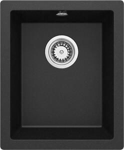 Deante Corda, chiuveta sub suprafata granit 380x460x194 mm, 3,5" + sifon cu economie de spatiu, 1 camera, grafit metalic, ZQA_G10B