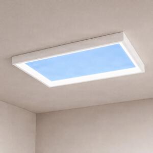 Lucande Plafonieră Sky cu efect de lumină naturală, 90x60, reglabil, Albastru, Camera de zi / sufragerie, Plastic, Modern