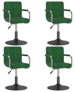 Scaune de masă pivotante, 4 buc., verde închis, catifea