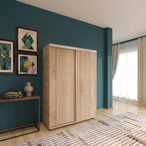 Dulap usi Culisante cu Rafturi, H200 x A60 x L100 cm, Pal 18mm, Culoare Sonoma