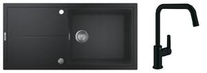 Set chiuvetă din granit Grohe K400 31641AP0, baterie bucătărie Grohe Start 304702430