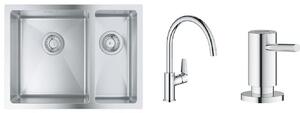 Set chiuveta din otel Grohe K700 31577SD1, baterie bucătărie Grohe Start Edge 30529001, 40535000