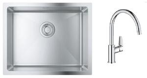 Set chiuveta din otel Grohe K700 31726SD0, baterie bucătărie Grohe Start Edge 30529001