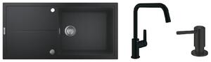 Set chiuvetă din granit Grohe K400 31641AP0, baterie bucătărie Grohe Start 304702430, 1021652430