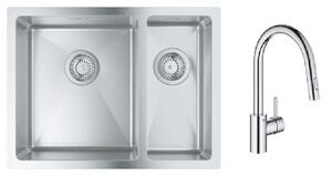 Set chiuveta din otel Grohe K700 31577SD1, baterie bucătărie Grohe Eurosmart Cosmopolitan 31481001