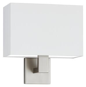 Knapstein Aplică de perete Kea, culoare nichel/alb, lățime 28 cm, metal/țesătură, reglabil, Metalic, Camera de zi / sufragerie, Țesătură / Textil, Modern