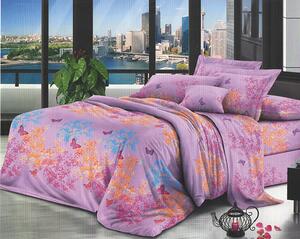 Lenjerie de pat pentru o persoana cu husa elastic pat si fata perna dreptunghiulara, Hanita, bumbac mercerizat, multicolor