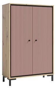 Comoda PARII PA15, stejar artisan/roz, PAL laminat, 89x37x140 cm