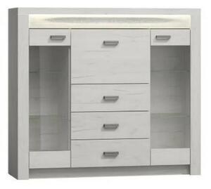 Vitrina INDIANAPOLIS I8, stejar craft alb, PAL laminat, 137x42x122 cm