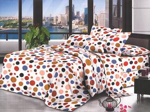 Lenjerie de pat pentru o persoana cu husa elastic pat si fata perna dreptunghiulara, Rishi, bumbac mercerizat, multicolor