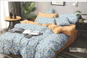 Lenjerie de pat pentru o persoana cu husa elastic pat si fata perna dreptunghiulara, Chiara, bumbac mercerizat, multicolor