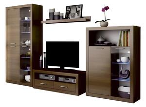 Mobilier living TOGO 2, nuc, PAL melaminat, cu iluminare LED, 4 piese