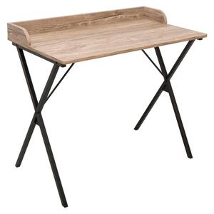 Masa birou OFIS, stejar/negru, DTD laminat/metal, 90x50x79 cm