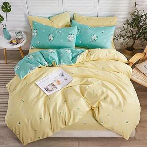 Lenjerie de pat pentru o persoana cu husa elastic pat si fata perna dreptunghiulara, Amarantha, bumbac mercerizat, multicolor