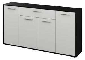 Comoda LUNIA, alb/negru/crom, 163x33x86 cm