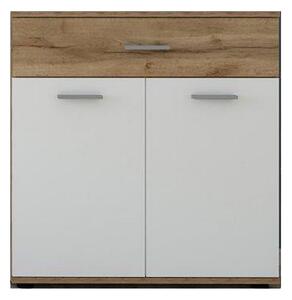 Comoda IRIA E, stejar wotan/alb/crom, PAL melaminat, 80x35x84 cm