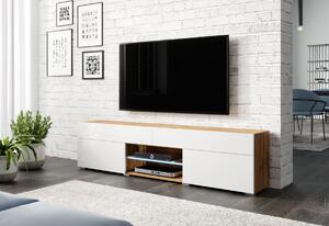 Comoda TV CABERA + LED, 180x45,4x32,5, gri/alb