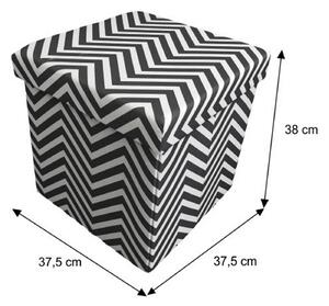 Taburet GAZMEND, material textil/carton dur, gri/alb, 37,5x38x37,5 cm